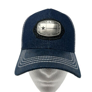 Hat Republic North Carolina 1861 Flag Trucker Hat Blue Dehnim with Plaque New!